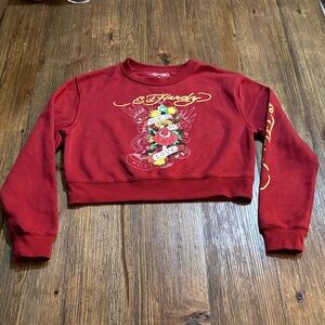 Ed Hardy Women's Burgundy Graphic Sweater, “True To My Love”